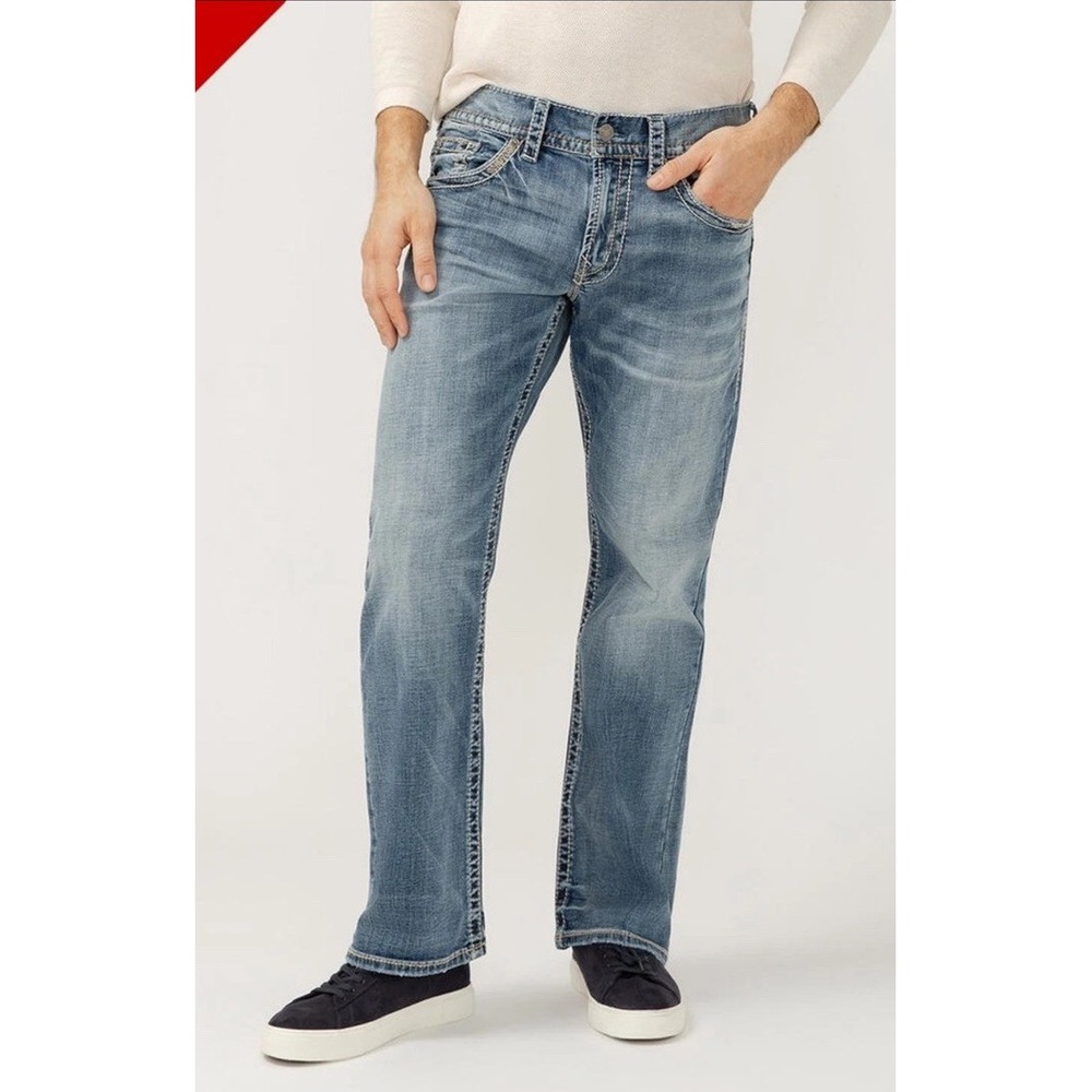 Silver Jeans Co. Zac Relaxed Fit Straight Leg Jeans Mens 34x32 Stretch Cowboy